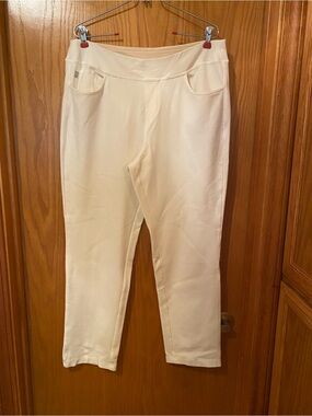 Belle by Kim Gravel Creamy White Pull-On Knit Ponte Pants Sz 14